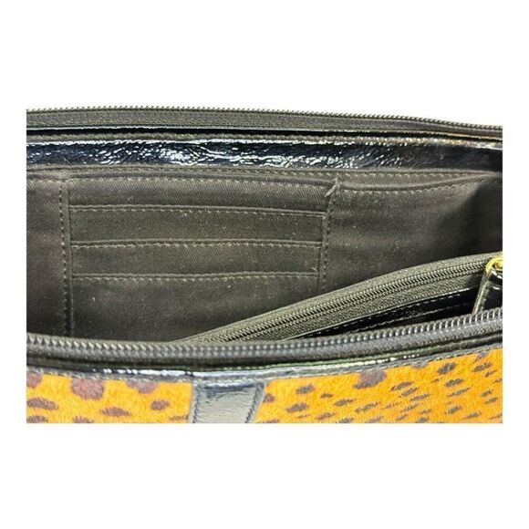Vintage Talbots Wristlet Wallet Clutch Cheetah Animal Print Calf Hair Patent Lea - Picture 13 of 16